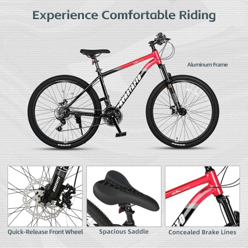 Image of AVASTA Mountain Bike, City Riding or School MTB, Lightweight Aluminum Frame, Shimano 21-Speed Shifter, Front Suspension (With Suspension Manual Lockout Model), Front and Rear Disc Brakes, On & Off