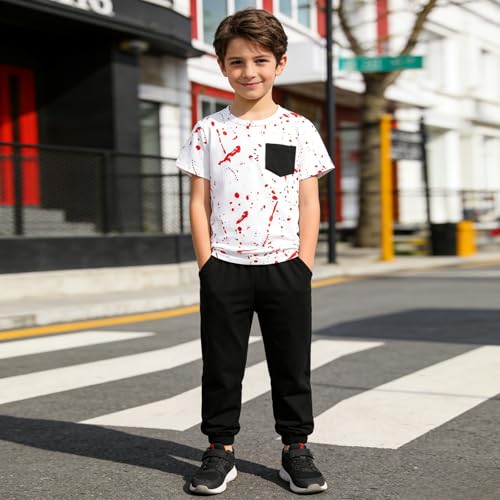 Image of Size 5-13 Years Boys Summer /Spring Outfits Set Short Sleeve T-Shirt & Pants Kids Boys Fall Fashion Clothes Sets