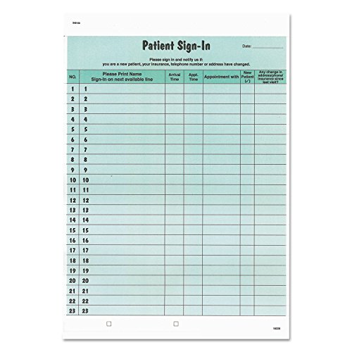 Image of Tabbies Patient Sign-In Label Forms, 8-1 /2 inch x 11 inch Form, Salmon, 23 Labels /Sheet, 125 Sheets /Pack (TAB14530)