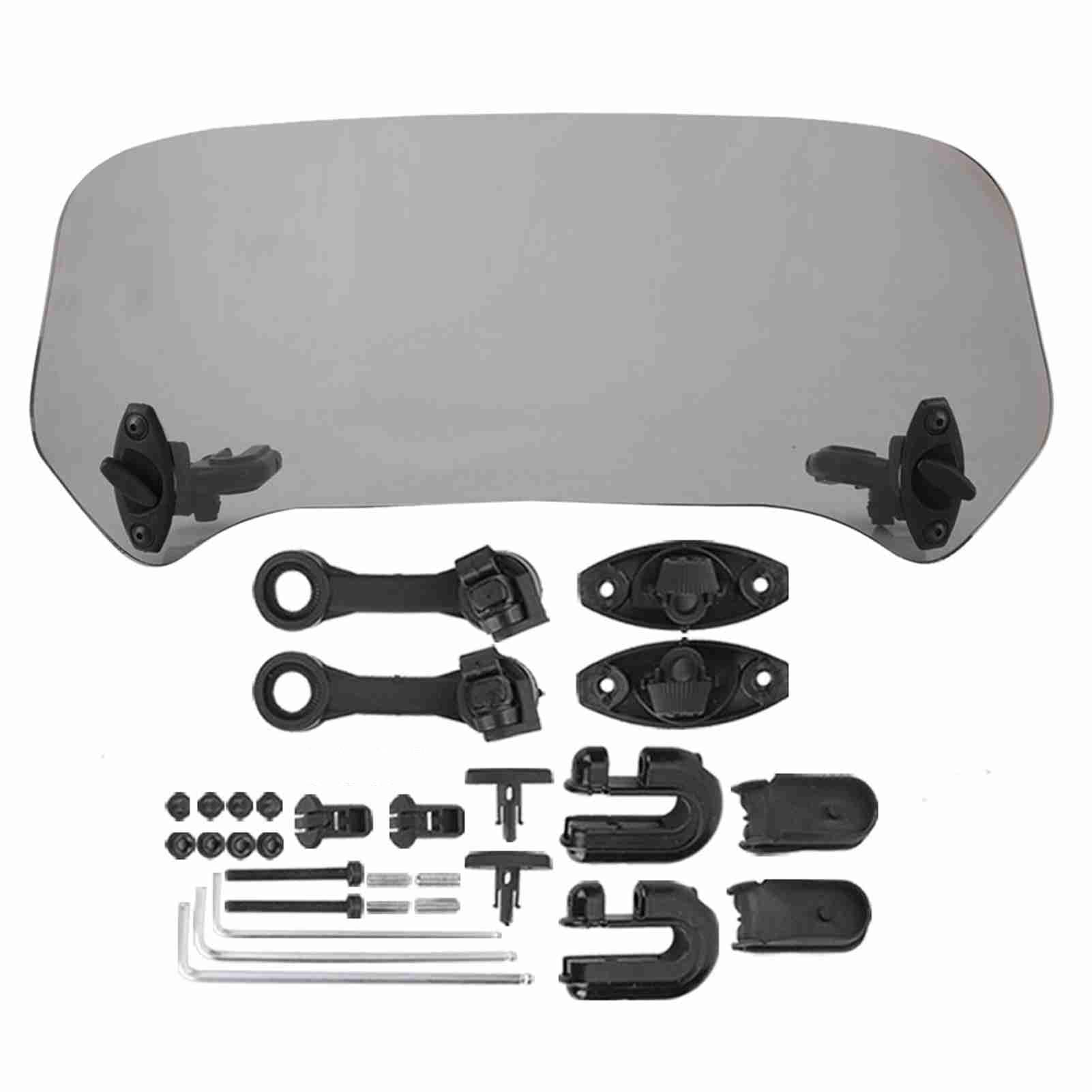 Deflectores y deflectores de Motocicleta, deflectores para Moto de alerón de Parabrisas, Universal, modificada, Clip Ajustable en Deflector de Viento Ajustable extensión (Humo)