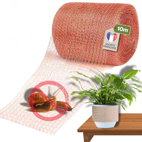 Filet Cuivre Anti limaces et escargots [ 10m x 12.7cm – Ruban Haute qualité ] Grillage Protecteur Plantes Maison et Jardin – Barriere Naturelle...