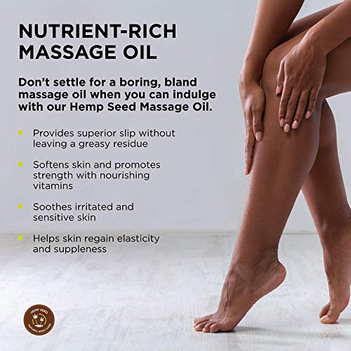 Hemp Seed Massage & Body Oil, Skinny Dip Scent - 8 Fl. Oz. - Nourishing, Moisturizing Massage Oil - Hemp Seed, Apricot, Grapeseed & Sweet Almond Oil - Vegan & Cruelty Free #TOP1