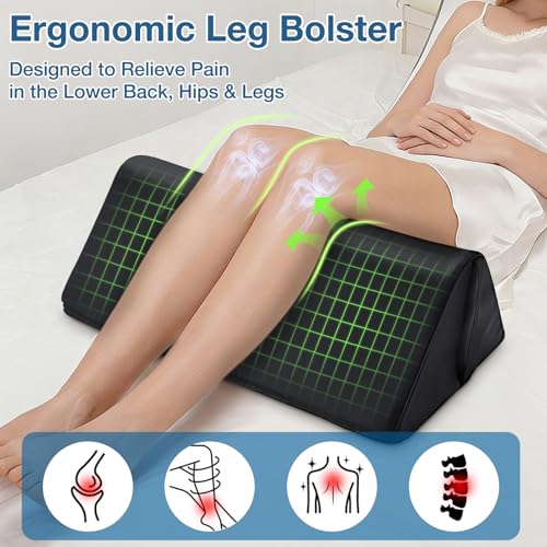 Image of Knee Wedge Pillow for Legs, 20 x 12 x 7 inch Under Knee Elevated Pillow for Sleeping on Back Triangle Pillow for Legs with Strap Handle, Under Ankles Pain Relief Leg Pillow Bolster for Massage Table