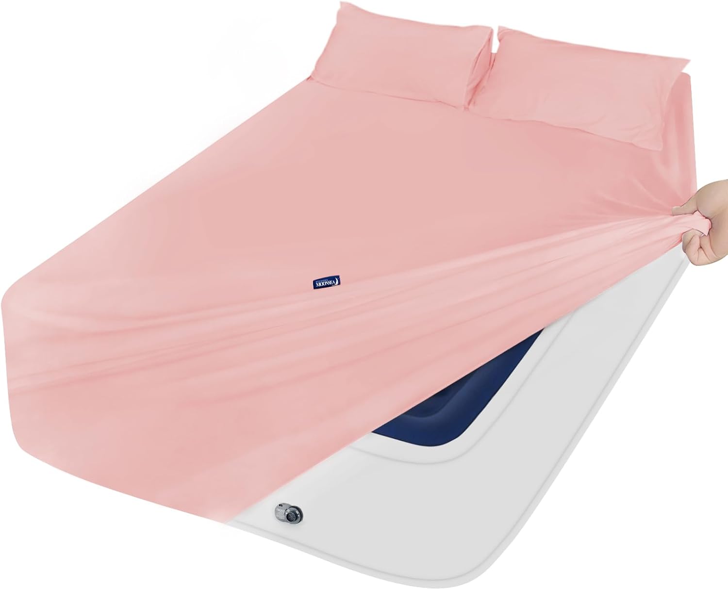 Moonsea Flannel Sheets Queen Size - 100% Cotton Flannel - Queen Flannel Sheet Set - Brushed for Extra Softness Fits 16in to 24in Pillow Top Air Bed Mattress - Pink