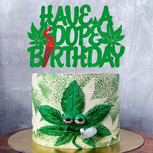 Vivicraft Have a Dope Birthday Cake Topper, Marijuana Birthday Cake Topper, Glitter Green Leaf Birthday Cake Topper for Cannabis Cake Decoration, Marijuana Party Decorations Decor (6.81’’ x 4.37’’) 5 Vivicraft Have a Dope Birthday Cake Topper, Marijuana Birthday Cake Topper, Glitter Green Leaf Birthday Cake Topper for Cannabis Cake Decoration, Marijuana Party Decorations Decor (6.81’’ x 4.37’’) - Image 6
