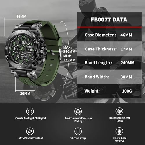 Image of LIGE Quartz Watch for Men Waterproof Big Dial Analog Digital Sport Multifunction LED Backlight Fashion Wristwatches Stopwatch Calendar Men