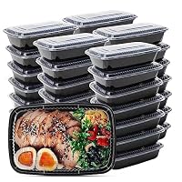 Meal Prep Container, 50 Pack 32 oz Food Storage Containers with Lids, Bento Box Reusable Plastic Lunch Box, BPA Free Take-Out Box Microwave Dishwasher Freezer Safe