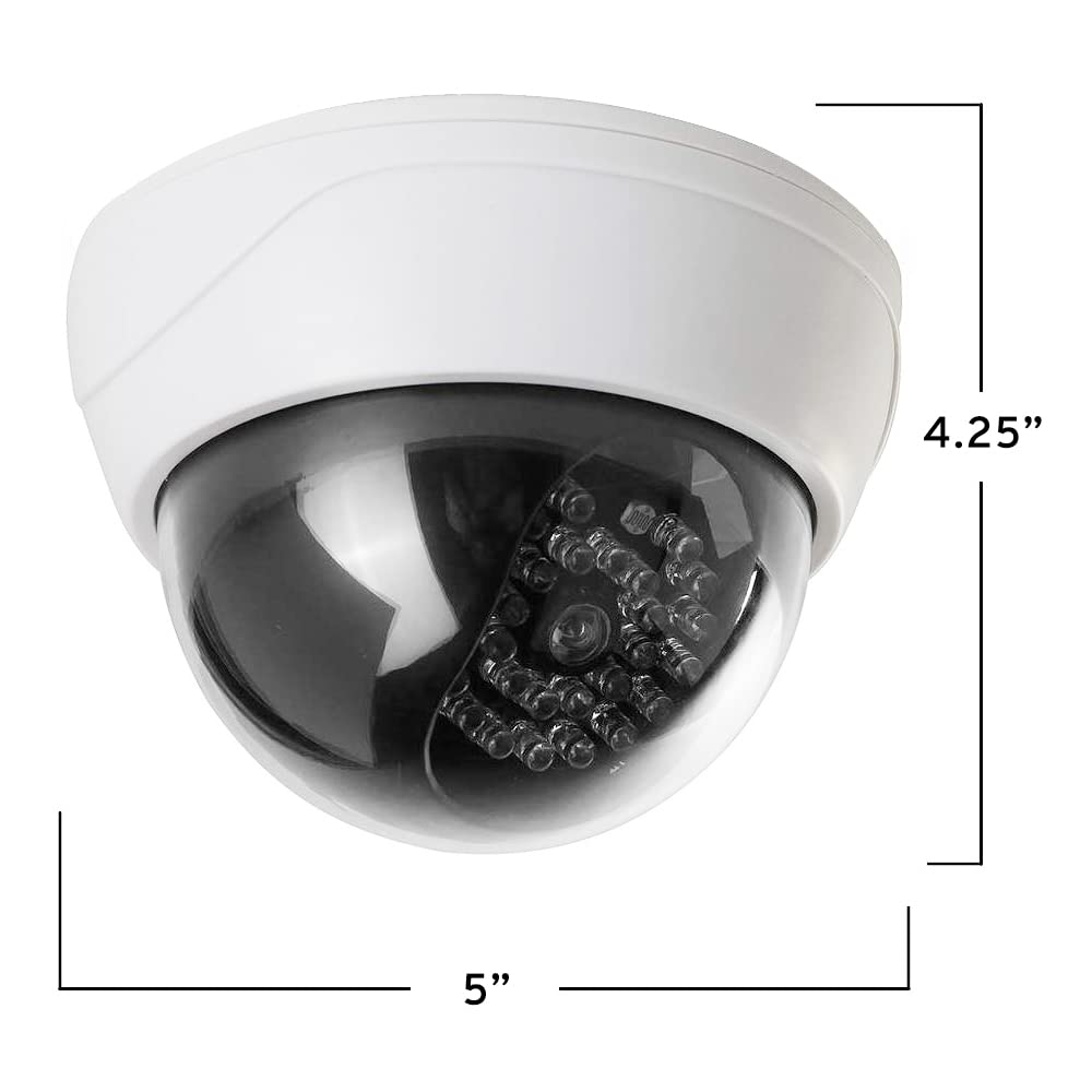 MaximalPower Telecamera finta di sicurezza CCTV a cupola con luce LED rossa per casa, negozio, affari, ecc. (confezione da 4)