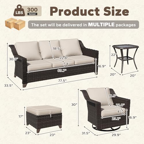Image of 11 Piece Patio Furniture Set, Wicker Outdoor Conversation Set | Patio Chair Set with Olefin Removable Cushion, All-Weather Outdoor Couch with Deep Seat for Porch, Deck and Backyard, Beige