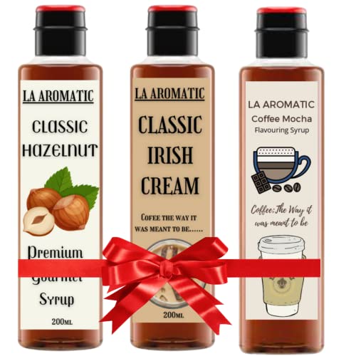 La Aromatic 3 in 1 Coffee Syrup Pack (Classic Hazelnut,Irish Cream And Coffee Mocha)-200ml Each - Image 4