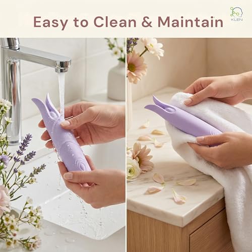 Image of KLEN Body Massager Machine Automatic Comfortable Wellness Female Tool | Personal Massager for Woman Portable Rechargeable Waterproof Dual Tip Vibrating Device For Self Relaxation, (ABS+Silicone)
