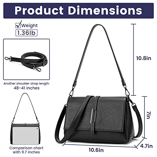 Shestory Women Genuine Leather Shoulder Bags Crossbody Purses For Lady Handbag (Black) #TOP3