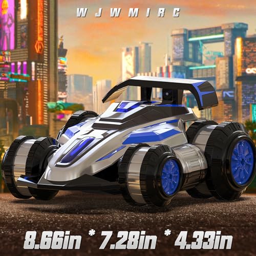Image of 1:14 Remote Control Roll Stunt Car for Boys 360Rotating 4WD RC Cars with Lights Music Upright Walking Four-Wheeled Rollover Toy Car Presents for Age 6-12（Blue）