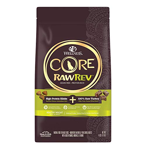 Image of Wellness CORE RawRev Grain Free Natural Dry Dog Food, Healthy Weight Deboned Turkey & Chicken with Freeze Dried Turkey Recipe, 4-Pound Bag