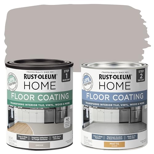 Rust-Oleum 367594 Home Interior Floor 2 Part Coating Kit, 2 Quarts, Matte Greige