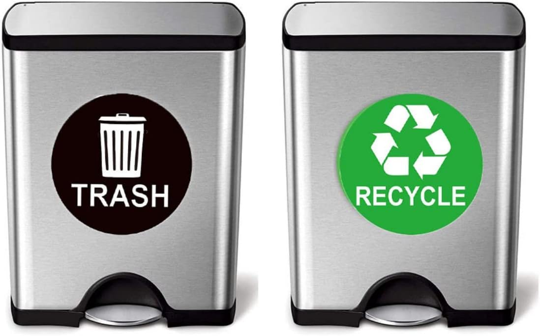 6 Piece Recycle Stickers for Trash Can Self Adhesive Trash Logo Sticker Waterproof