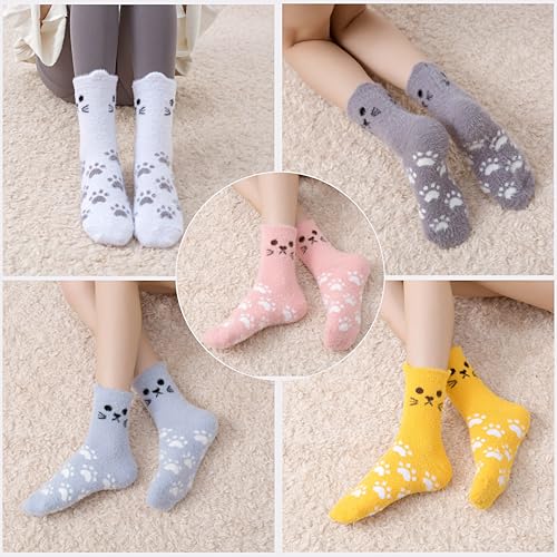 Image of SISOSOCK 5 Pairs Fuzzy Soft Cozy Comfortable Socks for Women, Casual Sleep Comfy Socks, Perfect Warm Winter Gifts for Women