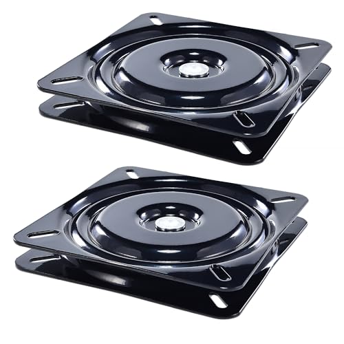 YOQVQOY 2Pcs 6 360-Degree Boat Seat Swivel Flat Boat Pedestal Base Heavy Duty Marine Boat Seat Mount Replacement Black (6 inches)