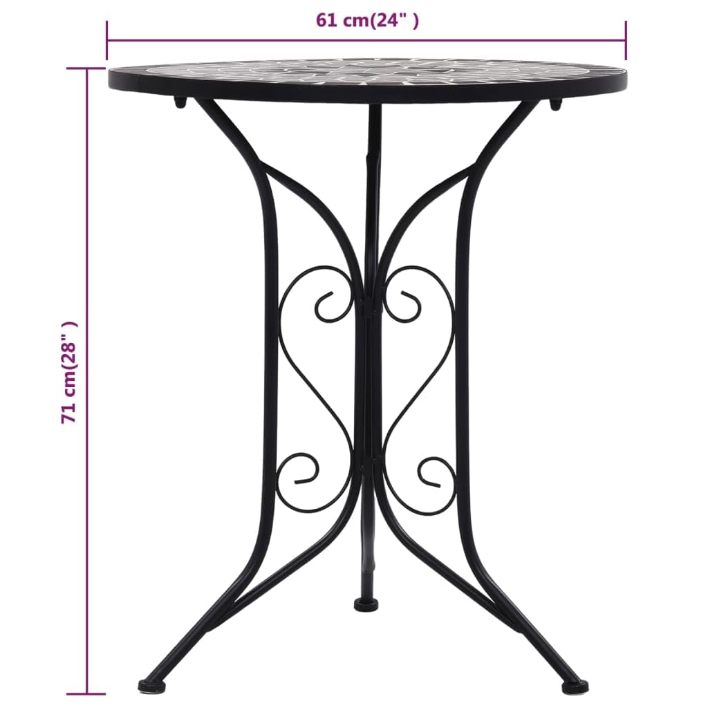 vidaXL Set de Mesa y Sillas de Bistró 3 Piezas con Mosaico Cerámica Hogar Jardín Comedor Bricolaje Decoración Diseño Estilo Mobiliario Muebles Gris