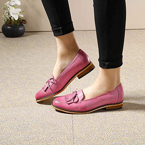 Image of Mona flying Women's Leather Tassel Loafers Slip on Flat Office Work Shoes