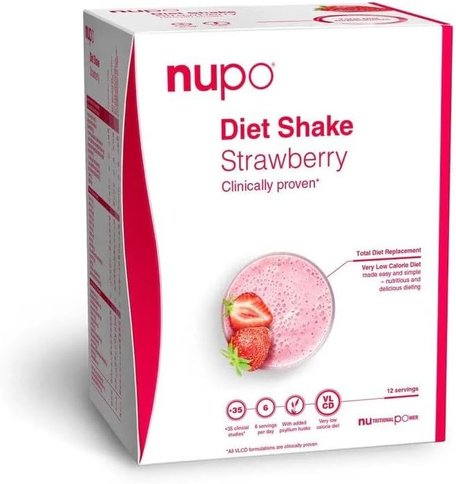 NUPO Diet Shake Strawberry – Premium diet shake for weight loss, complete meal replacement for weight loss, 12 servings, gluten-free, GMO-free