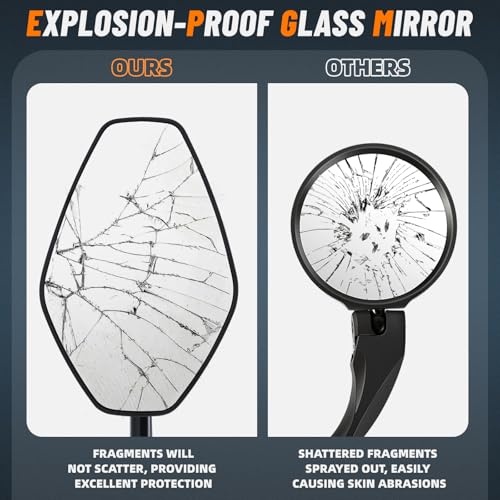 West Biking Bike Mirror, 360° Adjustable HD Shatterproof Bicycle Mirror, Aluminium Alloy Mirror Stem Provides Exceptional Stability,Handlebar-End Rear-View Mirror Suitable For E-Bike(Left)
