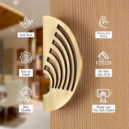Image of COMPASS 202 Grade Stainless Steel 6-inch Round Shape Door Handle for Main Door and Pull-Push Handle of Home /Hotel /Office Door Hardware for Single and Double Door,Camila - Pack of 1 Set (Brass Antique)