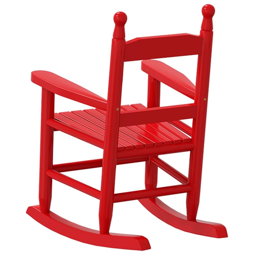 vidaXL Mecedora para Niños de Madera Maciza de Álamo Roja - Exterior y Jardín, Pequeña