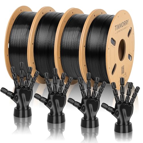 Image of TINMORRY PETG Filament 1.75, Rapid PETG-Eco 3D Printer Filament, Compatible with Bambu FDM 3D Printer, 1 KG x 4 Spools, Black