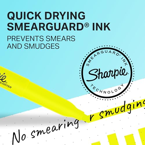 Image of Sharpie Pocket Style Highlighters, Chisel Tip, Fluorescent Yellow, Box of 12