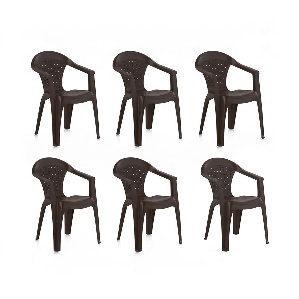 SP Berner SHAF - Pack 6 Sillas de Jardín Apilables - Exterior Terraza, Balcones y Cualquier Zona de Ocio - Plástico Reciclado Resistente UV - Fabricadas en España - Modelo Dream - Wengué