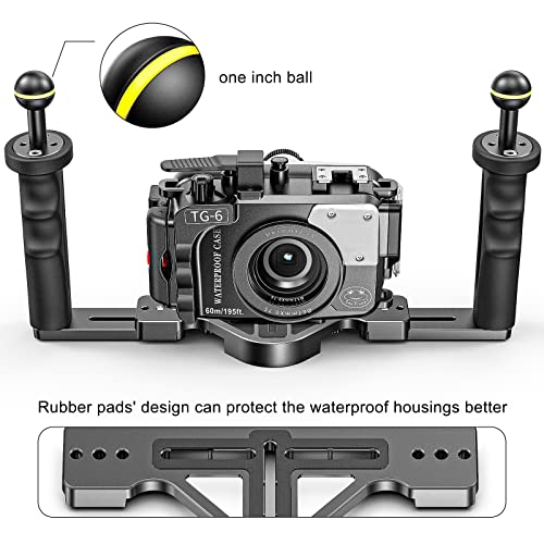 Image of Seafrogs Dual Handheld Underwater Camera Tray Bracket, Aluminum Alloy Diving Photography Stabilizer Holder (Camera Bracket-TS-7)