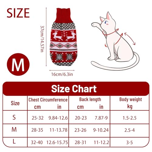 XIMEY Katzenpullover, Katzen Weihnachtskostüm, Pullover für Katzen, Hunde Kleine Weihnachtspullover, Weihnachtsoutfit Katze, Christmas Sweater Cat, Weihnachts Katze Kleidung (A, M)