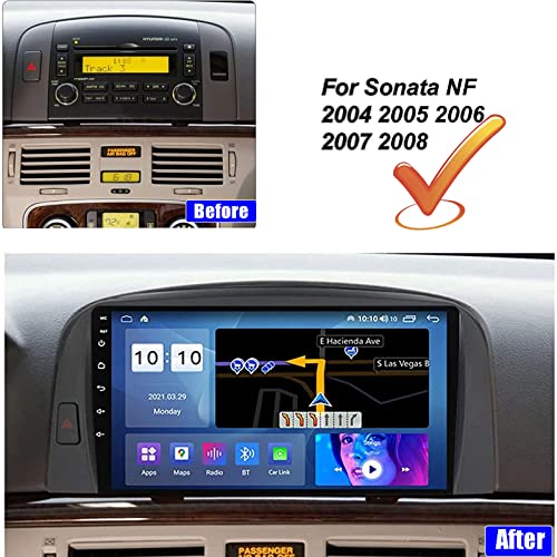 Autorradio 9 pulgadas con Carplay inalámbrico y Android Auto para Sonata NF 2004 a 2008 3