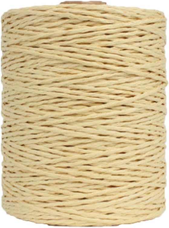 Natural Cotton Raffia Yarn Buckwheat Crochet Summer Sun Hat Yarn,Beach Bag Yarn,Rayon Raffia Crochet Yarn,Crochet Straw Knit Yarn,Knitting Materials,280 Meters/306 Yards