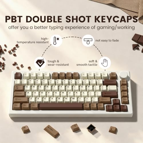 Image of dagaladoo Double Shot PBT keycaps Coffee, Cherry Profile Keyboard Keycaps
