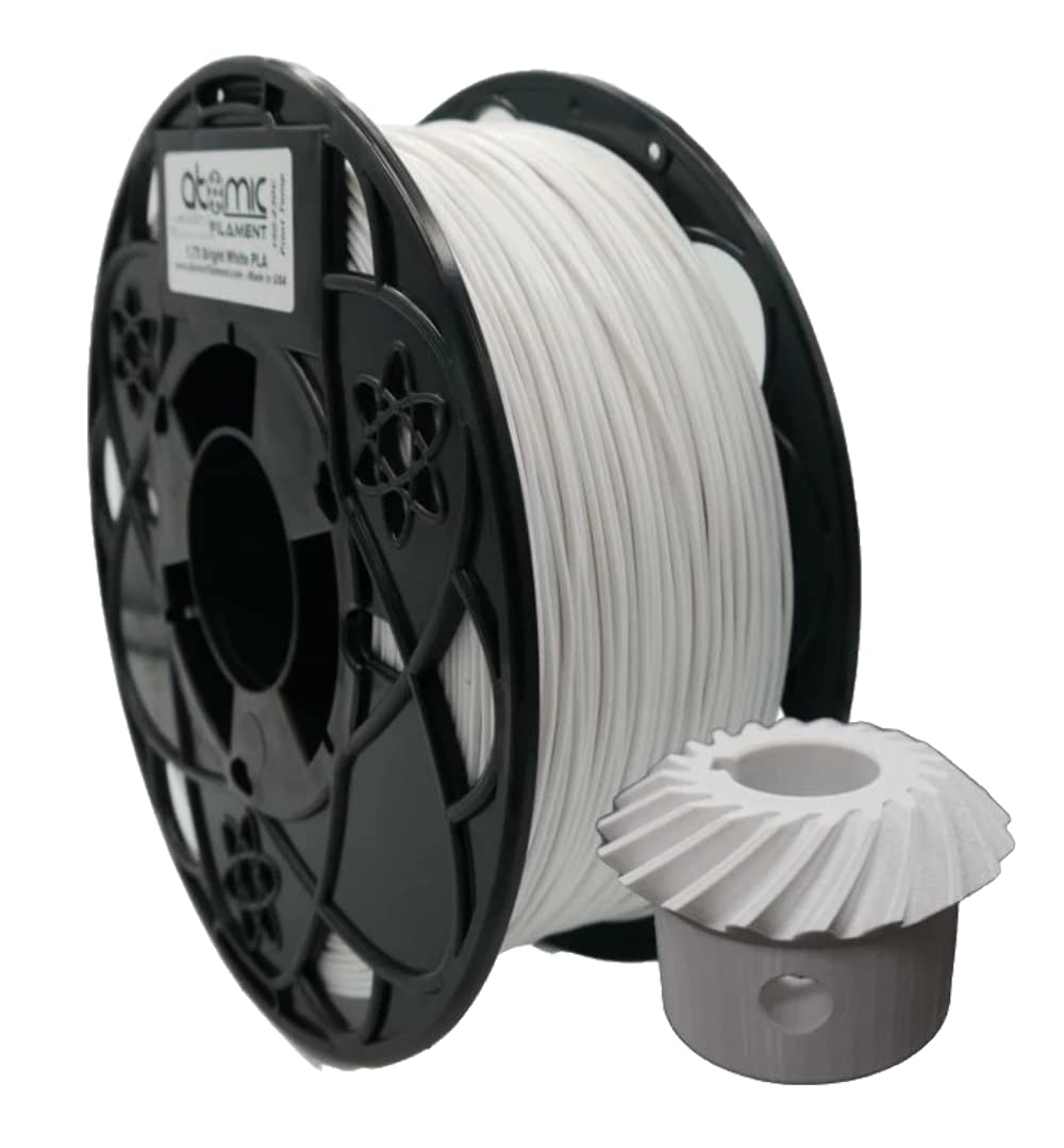 Atomic Filament Bright White 3D Printer PLA Filament 1.75 mm | Dimensional Accuracy 99% Probability +/- 0.02mm | 3D Printer Accessories | Fit Most FDM