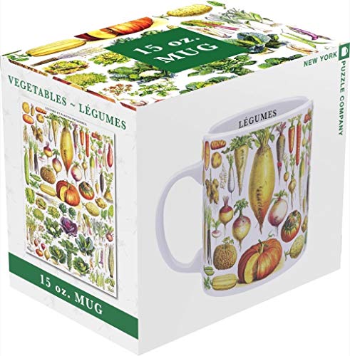 New York Puzzle Company Vintage Images Vegetables 15oz Porcelain Multi-color, Microwave &amp; Dishwasher Safe 4