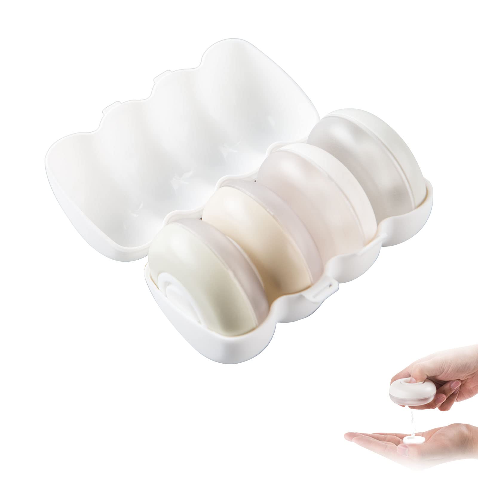 4Pcs/1Set Travel Pods,Travel Pods Toiletries with Case Portable Collapsible Travel Bottles Travel Pods Toiletries Squeeze Round Liquid Shampoo Emulsion Storage Box Push Type Travel Dispenser Container