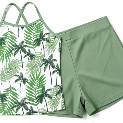 Image of Akokvlar Girls Two Piece Bathing Suit Swimsuit Tankini Swimwear with Boyshort