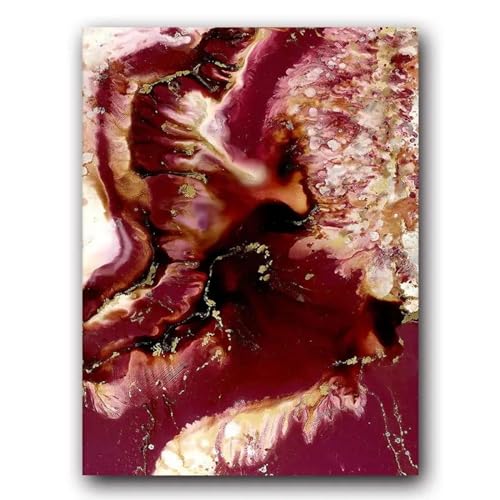 Toile fleur bleue marbre rouge paysage abstrait 40x60cm