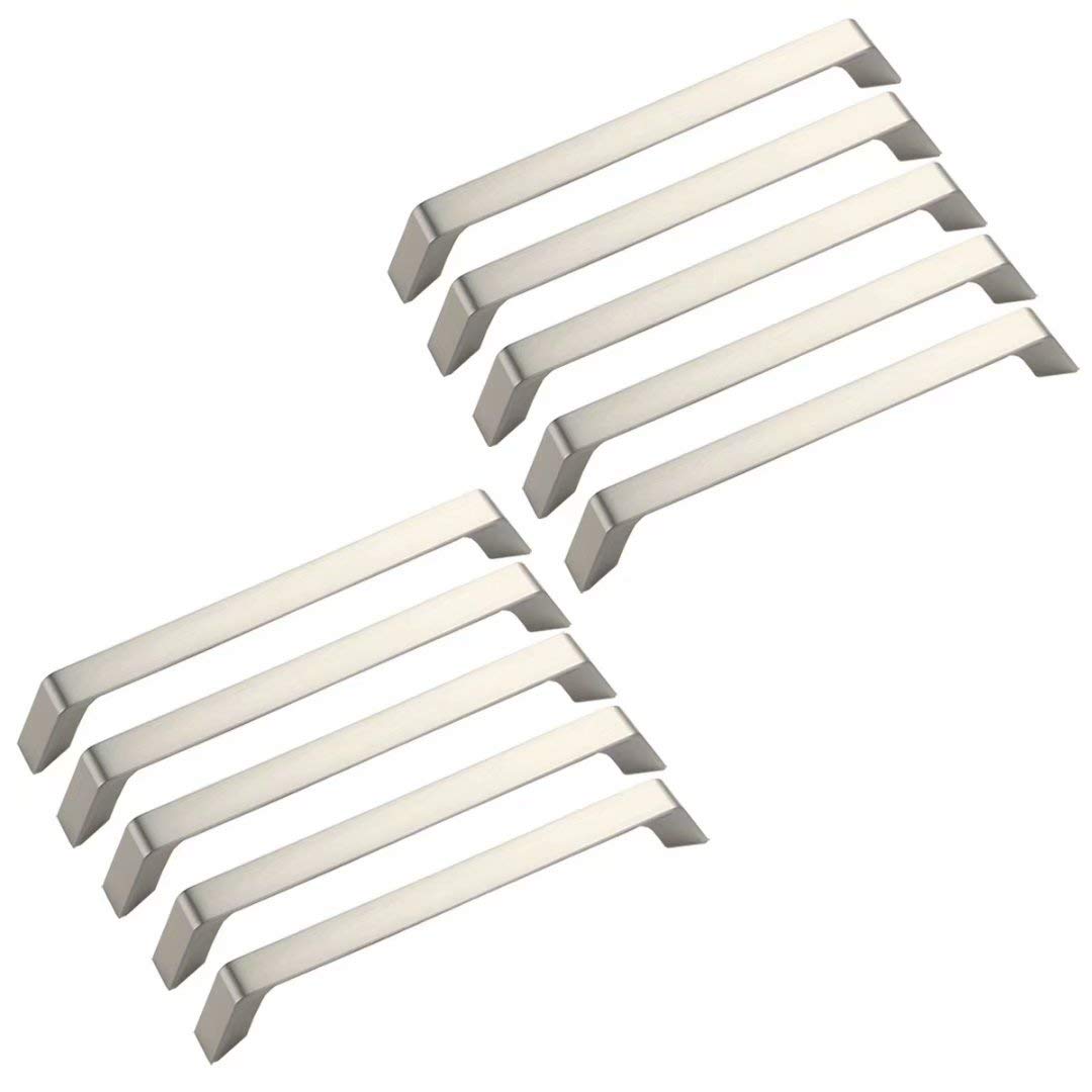 Creatwls Brushed 10 Pcs Kitchen Cupboard Cabinet Door Handle Wardrobe Handles/Knob, Zinc Alloy Bathroom Chest Dresser Office Cabinet Pull Handle