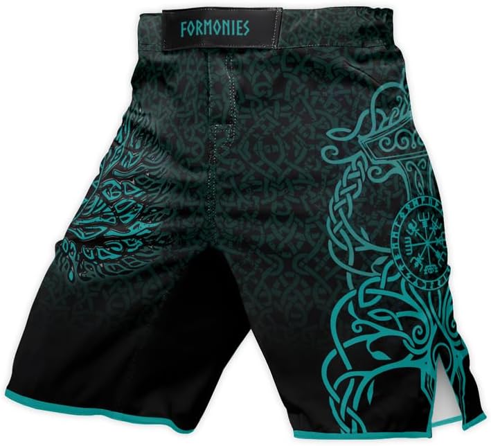 Viking Men's Fight Short MMA BJJ Training No Gi Grappling Shorts Trunks Fight Wear with Drawstring