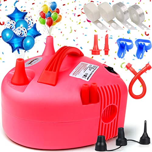 FLSEPAMB Luftballonpumpe Elektrisch,Ballonpumpe Elektrisch mit 14 Accessoires,Herzform Luftballon Pumpe Ballons mit 3 Inflationsmodi für Party, Geburtstag, Hochzeit, Festival, Weihnachten Deko(Rosa) Cover