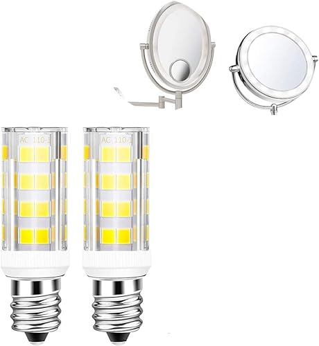 Paquete de 2 bombillas LED de 4 W para espejo de maquillaje cosmético con aumento iluminado de doble cara Bombilla de repuesto de espejo de aumento