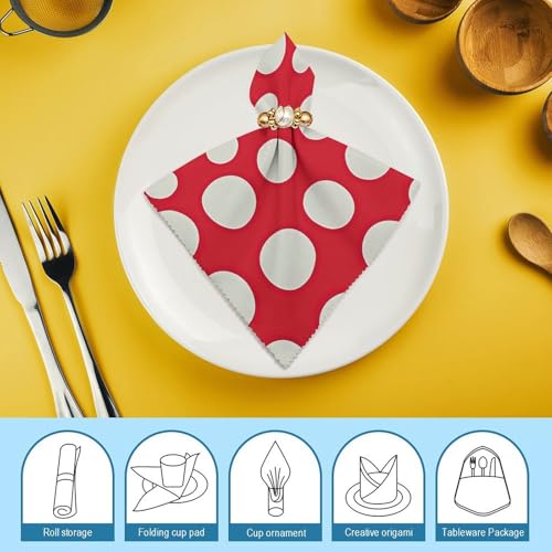 Servilletas de Tela Rojas y Blancas con Puntos miniatura 7
