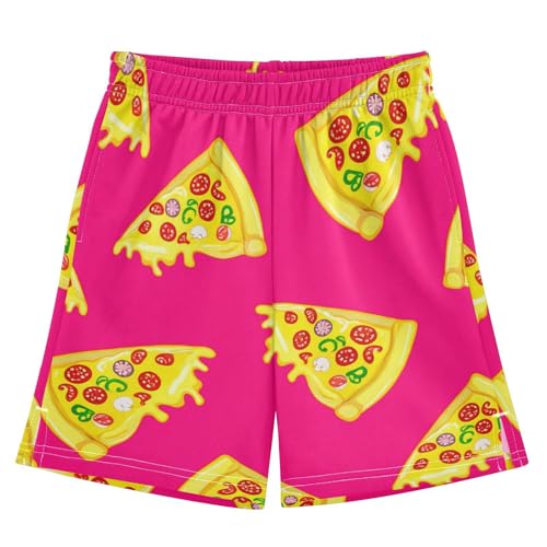 J JOYSAY Pepperoni Pizza Slice Fuchsia Boys Athletic Shorts Kids Youth Casual Shotrs with Pockets Elastic Waistband
