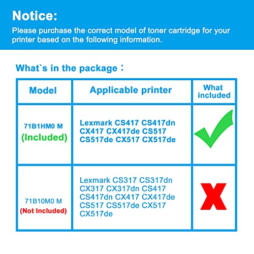 LCL Remanufactured Toner Cartridge Replacement for Lexmark 71B0H30 71B1HM0 CS417 CS417dn CX417 CX417de CS517 CS517de CX517 CX517de 3500Pages (1-Pack Magenta) 2 51ewzXnj+cL