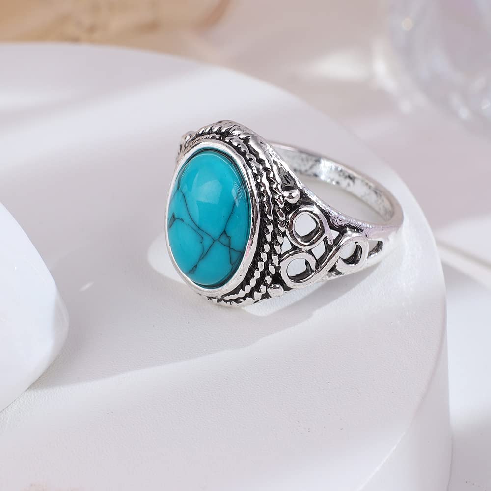 アクセサリー Vintage Silver Oval Turquoise Ring 925 925 Sterling Silver Genuine Oval Turquoise Ring for Men