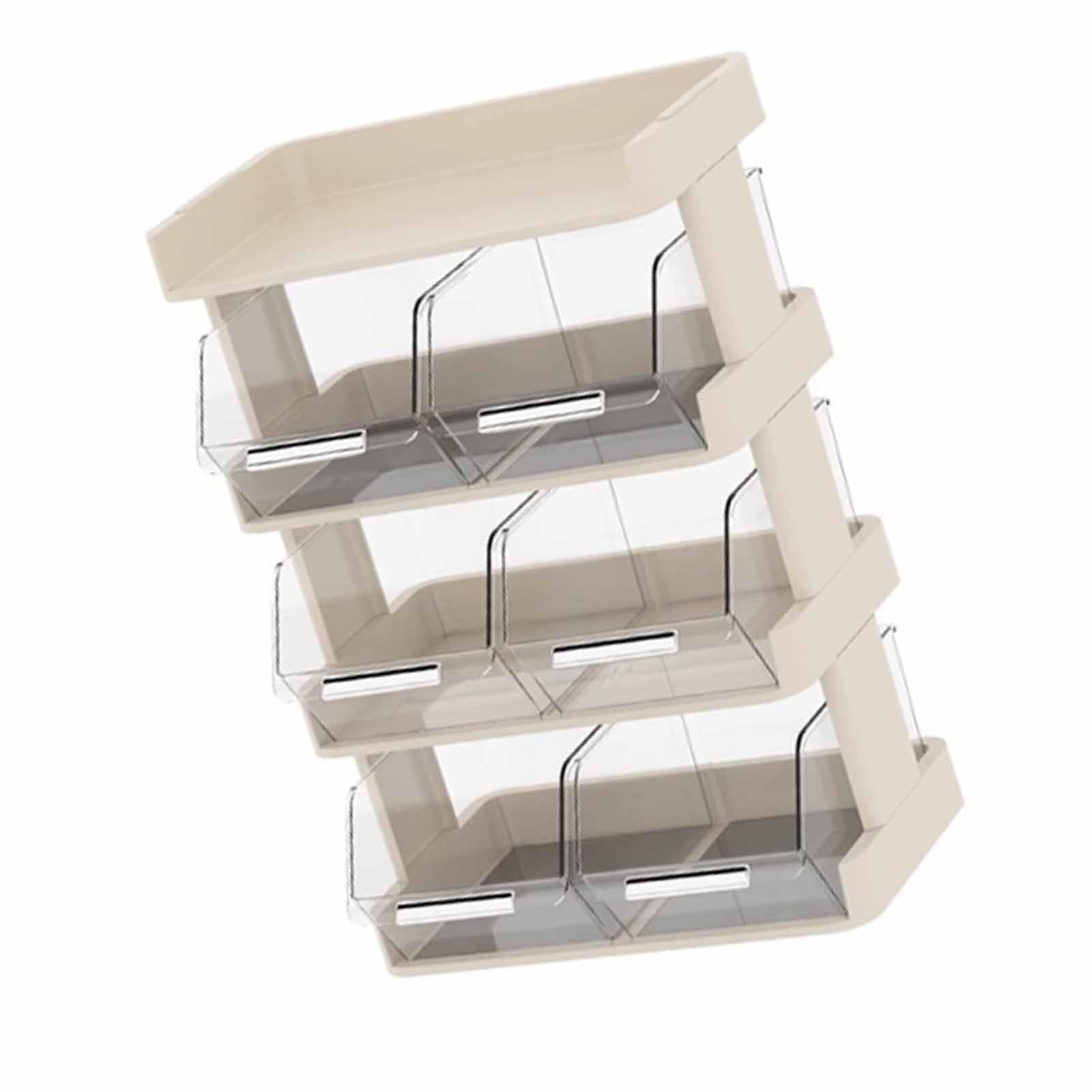 Organizzatore per Bustine di tè, Elegante Scaffale Multifunzionale per Bustine di tè e Capsule di caffè per Scrivania, Plastica Resistente, Design Bianco Crema (4 strati 30x17x42,5 cm)